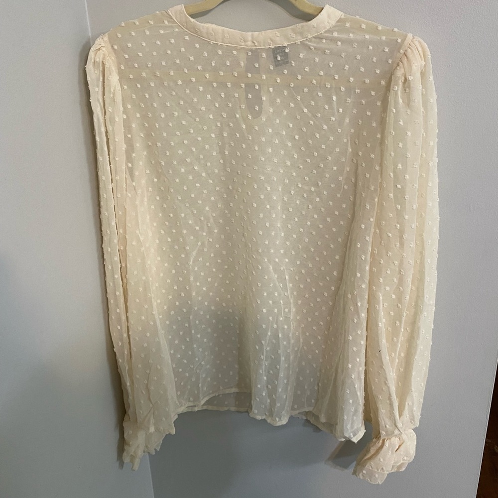 SHEIN CURVE Textured Sheer Polka Dot Long Sleeve Blouse! Size 3XL